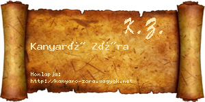 Kanyaró Zóra névjegykártya